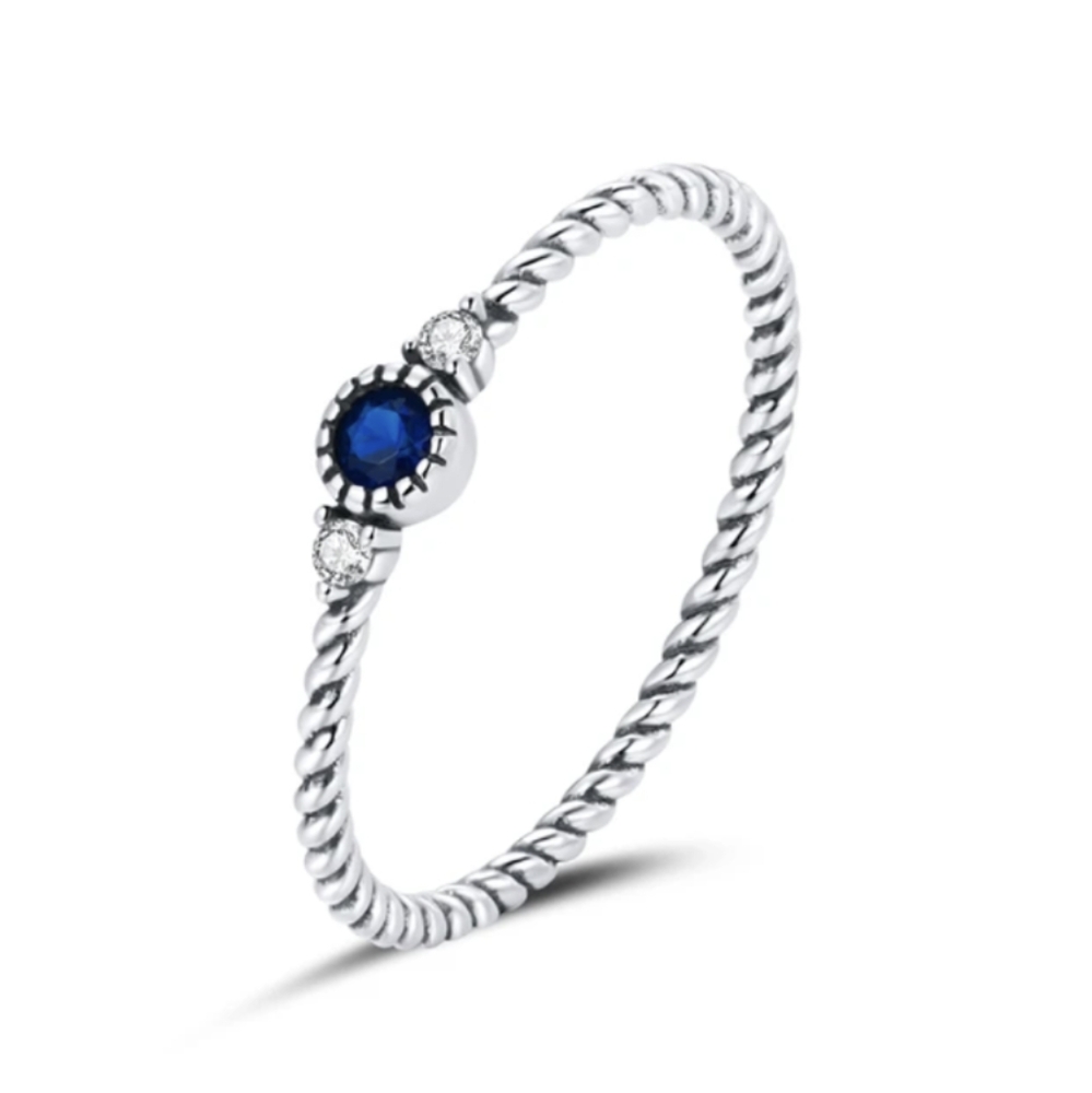 🆕 Sterling Silver Ring with Blue Stone